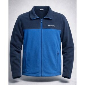 Columbia Fleece Jacket Mens L Full Zip Blue Lightweight Outdoor Casual Warm